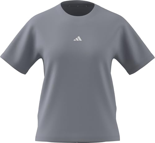 adidas Women's Essentials SMALL Logo Cotton T-Shirt, Halo Silver/White, XL