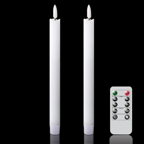 Eldnacele LED Stabkerzen mit Timerfunktion, flackernde Flamme, 2er Set