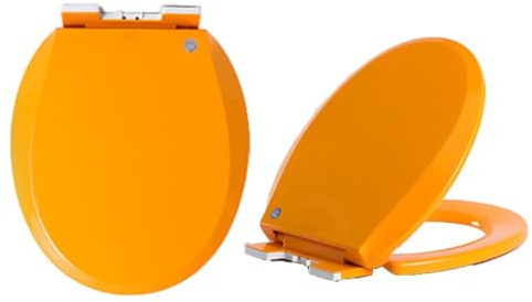 Brigtviee Farbiger Toilettensitz,41 * 36cm,Wc Sitz Mit Absenkautomatik,Toilettendeckel O Form,Klodeckel Aus Kunststoff,Einfache Montage,Einfache Montage,Bis 150 Kg Belastbar,Orange