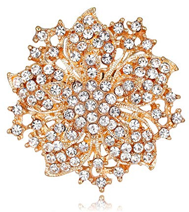 Große Kristall-Strass-Brosche für Brautsträuße zur Hochzeit für Frauen (goldene Blume)