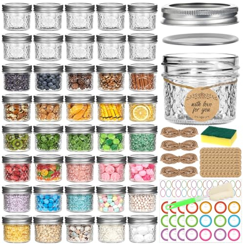 Mcupper 4oz Glass Mason Jars with Airtight Lids, Mini Canning Jars 40 Pack