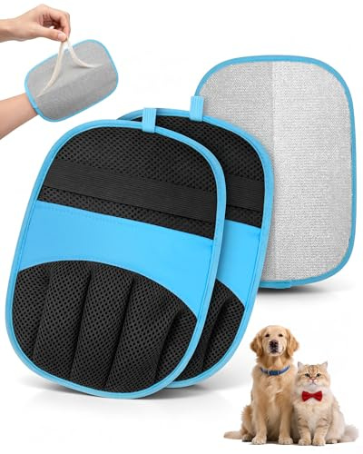 RZPTL 2er Pack Tierhaarentferner Handschuh, Fell Magnet für Hunde und Katzen (Blau)