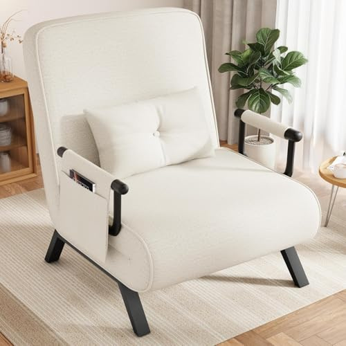 YOUDENOVA Schlafsessel 4 in 1 mit Bettfunktion, 150 kg belastbar, Schlafsofa mit 5-Fach Verstellbarer Rückenlehne, Sofa mit Aufhängetasche, Schlafcouch, Gästebett, Klappsofa, 184 × 63 cm, Dunkelgrau