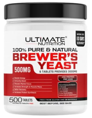 Ultimate Nutrition Brewers Yeast Tablets, 500mg, 500 Tablets | B Vitamins, Minerals and Amino Acids, Vegan and Vegetarian, Stress, Sleep and Digestive Support, Includes 20 FREE