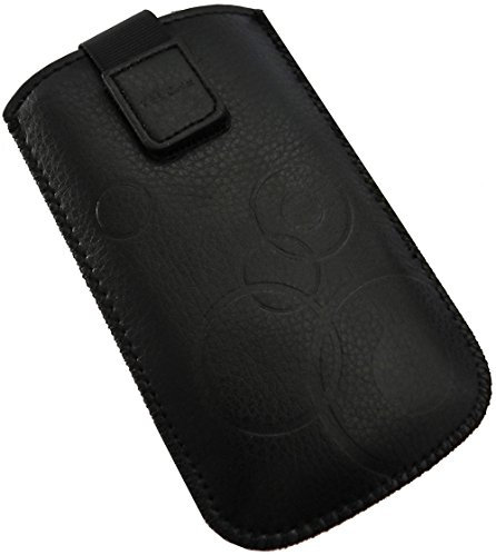 Handyschale 24 Slim Case für Swisstone BBM 320 / 320c Handyschale Schwarz Schutzhülle Tasche Cover Etui mit Klettverschluss