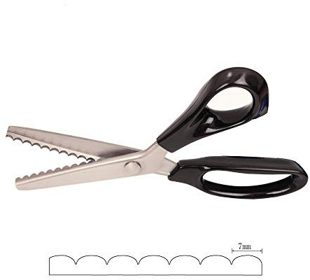 Forbici dentellate per tessuti, in acciaio inox, con lama ondulata, fatte a mano, forbici seghettate e smerlate, adatte per cuoio, bordo in tessuto, carta, multiuso (7 mm)