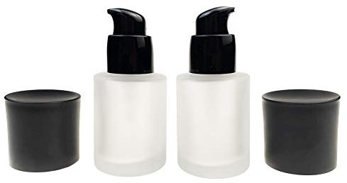 Lot de 2 flacons vides rechargeables en verre dépoli de 30 ml pour fond de teint liquide, lotion, essence, émulsion, échantillon de voyage