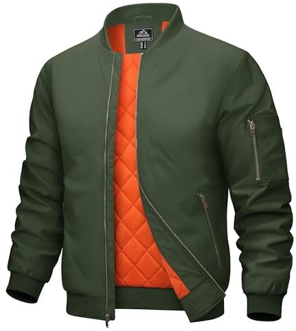 MAGCOMSEN Military Jacket Mens Army Bomber Jackets Casual Cold Outwear Men Windproof Biker Jackets for Men Tactical Jacket Mens Full Zip, XL, Army Green