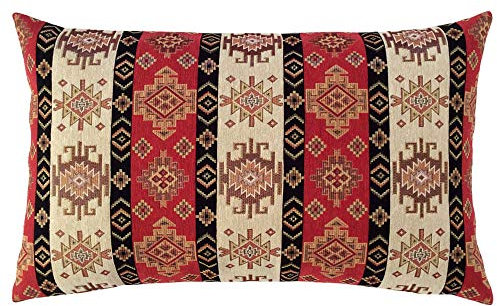 pillowerus Kelim-Kissenbezüge, dekorative Lendenkissen, Boho-Raumdekoration für Couch, Bohemian-Stil, für den Außenbereich, Bauernhaus, ethnische Kissenbezüge, Azteken, Terrasse, Veranda, Rot und