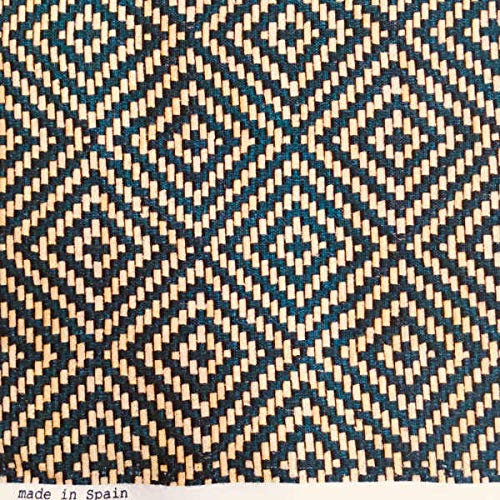 Kt KILOtela - Halbpanama Dekostoff - Digitaldruck - 280 cm breite - Meterware ab 0,5 m - Preis gilt für 0,5 m | Raute - Blau, Beige