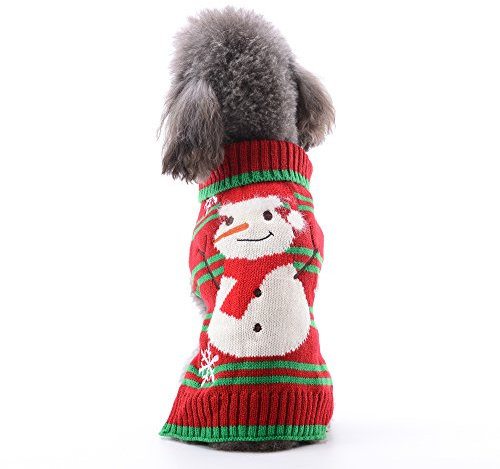 ABRRLO Hunde Kostüme Hundebekleidung Baumwolle Pullover feiern Weihnachten-Tag Winter Mantel Strickpullover Haustier Hund Pullover Haustier Kostüm Fashion Urlaub Party Geschenk (XXS, Schneemann)