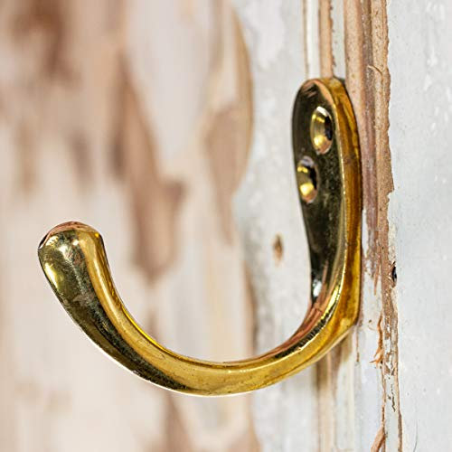 Antikas - Kleiner Garderobenhaken aus Messing, poliert, im nostalgischen Design