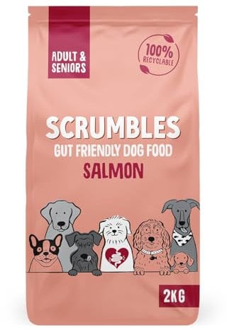 Scrumbles Natural Dry Dog Food, Grain Free Recipe with Fresh Salmon, for Adults and Senior Breeds, 2 kg Bag,package may vary