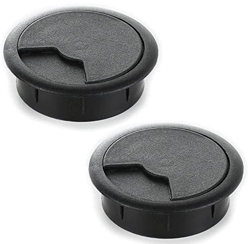 sossai® Kabeldurchführung KDM2 (2 Stück) | Kabeldurchlass/Schreibtischkanal für Schreibtische, Büro & Arbeitsplatten | Farbe: Schwarz | Durchmesser: 80 mm | Material: Kunststoff