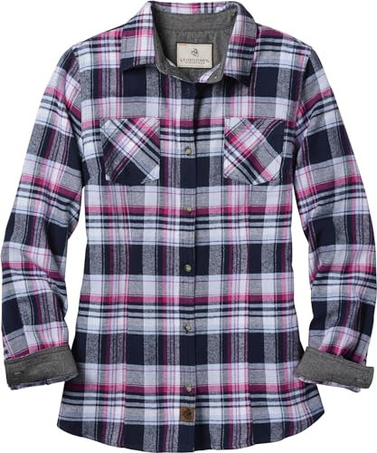 Legendary Whitetails Damen Cottage Escape Flanell-Kleidung, Langärmelig, Kariert und Einfarbig, Tailliert, Knopfleiste Button-Down-Shirt, Violettes Rave-Karo, X-Groß