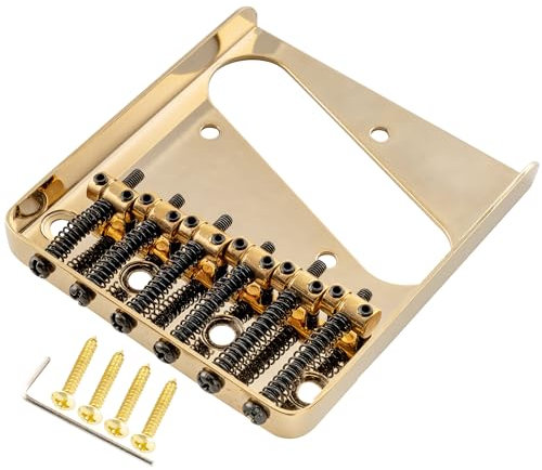 Musiclily Pro 54mm Chevalet Telecaster Vintage 6 Pontets Barrel pour Guitare électrique Style Tele, Doré
