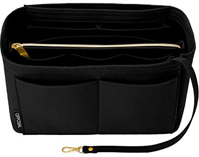 OPPOSHE Geldbörsen-Organizer-Einsatz für Handtaschen, weicher Filztaschen-Einsatz, Organizer für Tragetasche, kompatibel mit LV, Coach, MK, Kate Spade, Goyard, Longchamp (schwarz, klein)