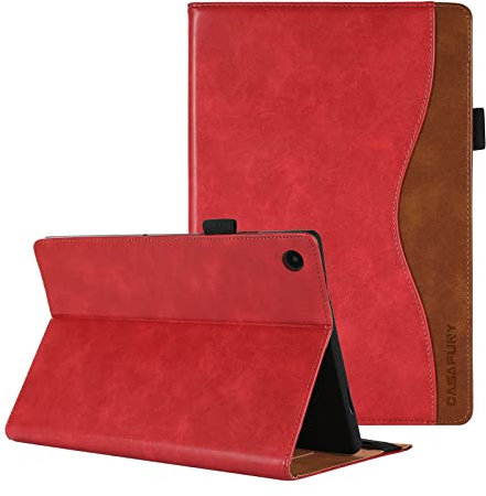 CASAFUNY Hülle für Samsung Galaxy Tab A8 10.5 Zoll SM-X200/X205/X207, Premium PU Leder Business Multi-Winkel Folio Schutzhülle Dokumentschlitze Cover für Samsung Galaxy Tab A8 2022/2021, Rot