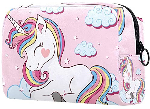 Trousse De Maquillage Licorne Pochette De Toilette Femme Sac À Crayons Cosmétique Rangement De Voyage 18.5x7.5x13cm