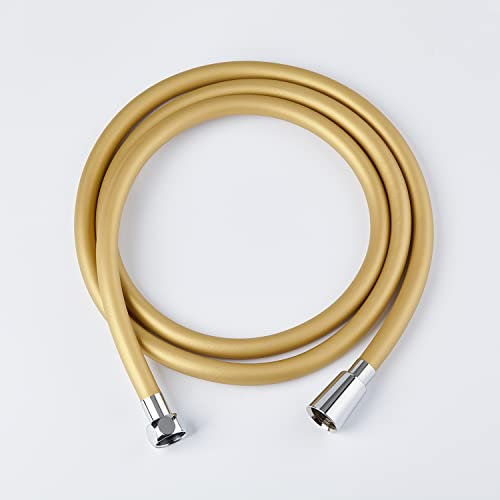 Brauseschlauch für Barumi® Handbrause, Goldfarben, flexibles PVC, glattes Design für einfache Reinigung, verwicklungsfreier 360° drehbarer Anschluss, 180,3 cm Länge, einfache Installation