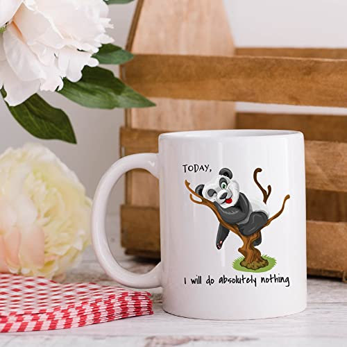 874 Café Taza Panda Perezoso, Sé Un Oso Panda Perezoso, Ama A Los Pandas, Hoy No Hagas Absolutamente Nada, Disfruta De La Vida, Tómate Un Tiempo Para El Té Blanco Graciosa Regalo Taza Diseños 330 Ml