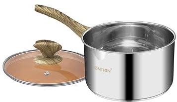 VENTION Casserole Induction avec Bec Verseur 18 cm, Casserole Inox 2 Litre, Casserole avec Couvercle