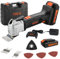 TEENO Cordless Oscillating Multi-Tool,Multifunction Oscillating Multi Tool with 20V 2Ah Lithium-Ion,5000-18000 RPM,6 Variable Speed,3.2° Oscillation Angle,for Sawing, Cutting, Sanding (Two Batteries)