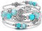 FULU AUTUMN Damen Boho Armband mit Mehrschichtiges Perlen Silber Wickelarmband Modeschmuck Geschenke zum Geburtstag und Muttertag für Frauen(Turquoise 2)
