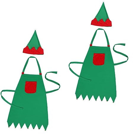 BESTonZON 2juegos Delantal De Cocina Navideño Sombrero De Accesorios Para Decoración De Navidad Transpirable y Antigrasa Para Fiestas y Hogar