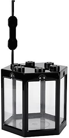 Mini-Aquarium, Rundes Eckdesign aus Kunststoff in Sechseckform, Superstarke Auskleidung, Kleines Aquarium für die Tischdekoration. (Schwarz)