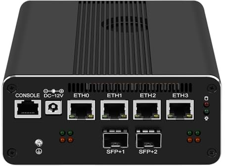 MOGINSOK Micro Firewall Appliance 2 x 10GbE SFP+ Mini-PC, Intel Raptor Lake U300E Barebone ohne RAM, ohne SSD, 4 x Intel I226-V, 2,5 GbE, 2 x Intel 10 GB, Netzwerkkarte Firewall Home Server/Router 1 x