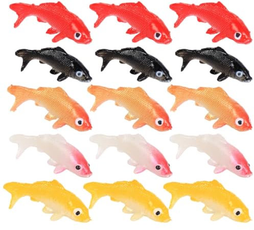 Happyyami 15Stücke Teiliges Künstliche Schwimmende Karpfen Dekorationen für Aquarien Realistische Imitation Fische für Fischbecken und Miniatur Landschaften Bunte Fische in Farben