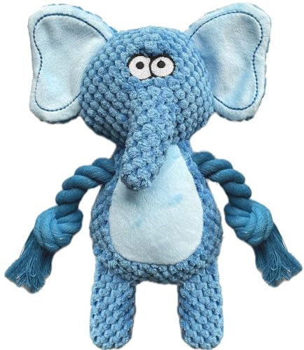 YUREMEEY Hundespielzeug, Kuscheltier Tauziehen Plüschhundespielzeug, Quietschende Hundespielzeuge mit Knitterpapier, Interaktives Stabiles Spielzeug, für Welpen Kleine Mittlere Hunde, Elefant