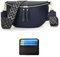 RQJZ umhängetasche Damen Bauchtasche Damen Leder Crossbody Bag Damen stylisch gürteltasche Damen hüfttasche Damen mit 5cm breiter Gurt Nachtblau