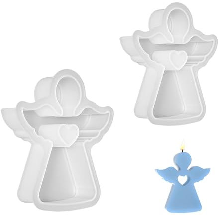 XoeLLe 2 Pezzi Stampi in Silicone per Candele, Stampi In Silicone a Forma di Angelo, Stampo in Silicon per Pasqua, Angelo Stampos Candele 3d, per Sapone, Artigianato