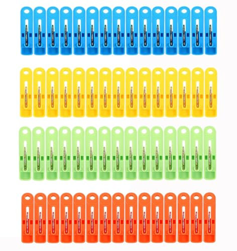 60 Stück Wäscheklammern, Wäscheklammer in 5 Farben, Windfest Wascheklammer Bunt Starke Grip Clothes Pegs, Stabile Plastik Wäscheklammer, für Clip Kleidung, Handtuch, Kleidung, Socken