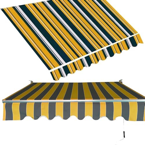ILOOXI Markisenstoff Markisentuch, Markisenbespannung Canvas, Markisevolant Für Markise, Wasserabweisend Ersatzstoff Mit Volant, Sonnenschutz Ersatzstoffe UV-beständig ﻿ ﻿(10x8ft/300x245cm)