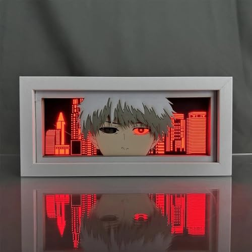 Zhongkaihua Tokyo Ghoul Kaneki Ken Anime Papierskulptur Nachtlampe, 7 Farben, Fernbedienung, Touchscreen, handgefertigt, Anime, Schatten, Weihnachten, Schlafzimmer, Dekoration, Geburtstagsgeschenk