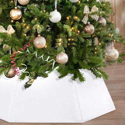 Weihnachtsbaum Kragen, 80cm Weiß Plüsch Tannenbaum Korb, baumständer Abdeckung Weihnachtsbaum umrandung für Weihnachten Party Xmas Deko