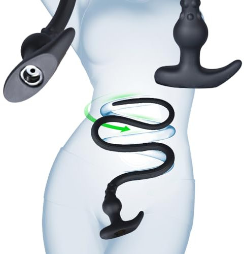 Hmxseu Analplug Anal Dusche Einlauf Extra Lang Silikon Buttplug Enema Irrigator Analdusche Vaginaldusche Intimdusche Analreinigung Intimreinigung Anal Spülung Sex Toy für Frau Männer(Schwarz*L)