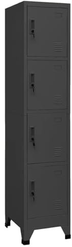 IKAYAA Büroschrank Schmal Hochschrank Einzelspind Spind Schließfachschrank Aktenschrank Metallschrank Umkleideschrank Abschließbar Schließfachschrank 38 x 45 x 180 cm Anthrazit