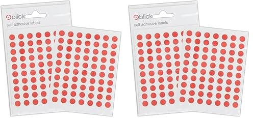Blick Labels, Red, Self Adhesive Stickers, Coloured Dot, Circles, 8mm, 490 Labels, for Home, Office, Family, School, Holiday Calendar Organising, Planner, Rewards Chart, Colour Coding (Pack of 2)