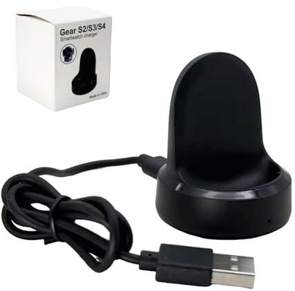 Galaxy Watch Charging Dock, 4.5 cm Diameter, 60 cm USB Cable, Compatible with 46mm/42mm/Gear S2/S3/S4, Black