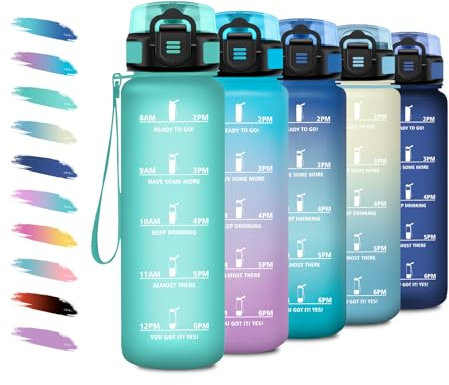 Borraccia Bambina 500ml, Borraccia Motivazionale con Filtro, a Prova di Perdite, Bottiglia Acqua Sportiva con Indicatore del Tempo, Borraccia per Bambini, Campeggio, Corsa, Viaggio, Scuola, Yoga