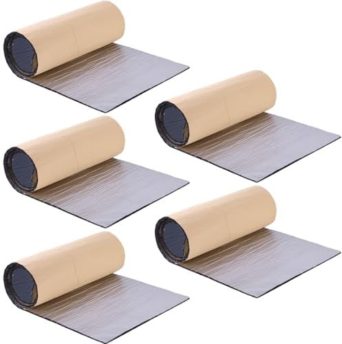MIRKUZI Isolant d'automobile Lot de 5 tapis d'isolation phonique et thermique pour voiture, en mousse autocollante, 25 x 18 cm