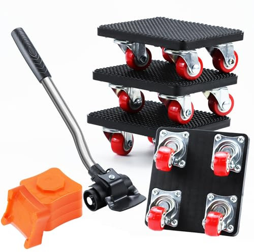 Qingning Elevador de Muebles, Juego de Ruedas de Transporte para Muebles, Transportador de Muebles con Ruedas con Elevador de Carga, Carga hasta 500kg, Ruedas para Mover Muebles y Objetos Pesados