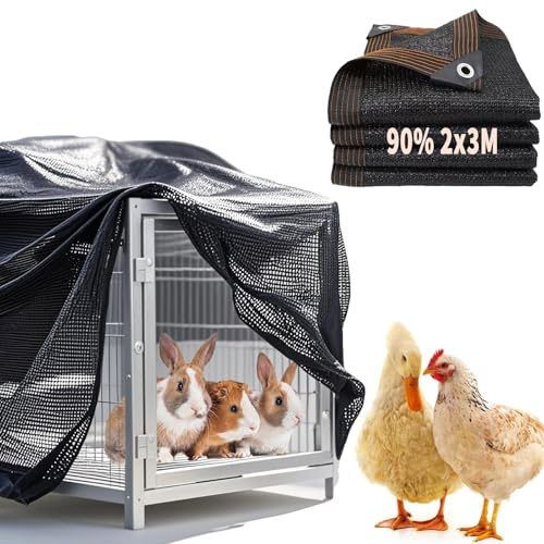 Oncpcare 2x3M Kaninchenkäfig-Abdeckung für Draußen, UV 90% Sonnenschutz-Netzmatte für Haustierkäfig-Schutz, Hühnerstall-Abdeckung für Hase, Huhn, Ente, Katze, Hund und andere Kleintiere
