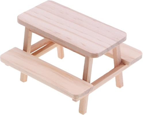 Dollhouse Tisch Holz Miniaturtisch & Stuhl DIY Simulierte Puppe für Puppenhausküche, Esszimmerdekoration