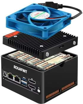 ROUAFWIT Mini PC X86-P6 N150 (Upgraded N100), Pocket NAS 4 Bay with DDR5 Max 48G Micro Computer, 2X i226V 2.5Gbe Firewall, 2 x USB 3.2 10Gbps Port, 16G RAM 512G SSD