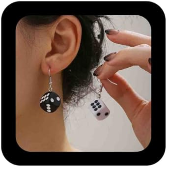 Enautoabs Punk 3d Würfel Baumeln Tropfen Ohrringe Harz Weiß Schwarz Würfel Ohrringe Geometrische Würfel Casino Ohrring Partei Schmuck Für Frauen
